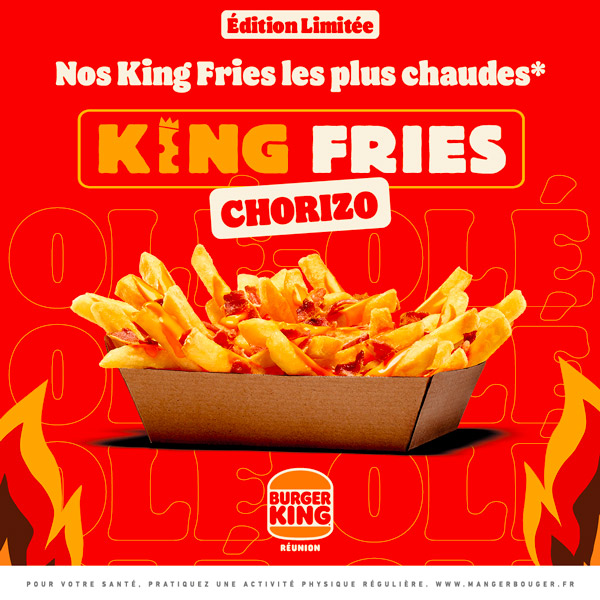 chorizo king fries Burger King Réunion